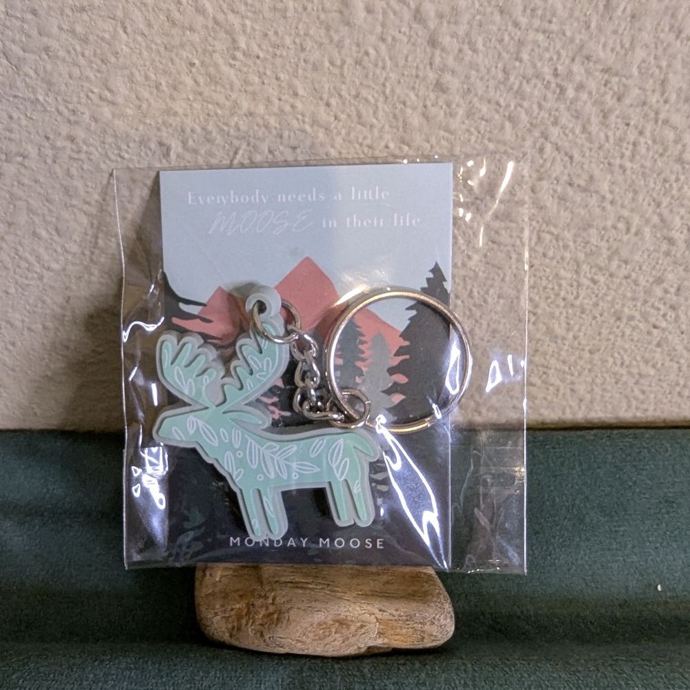 Mint Green Monday Moose Keychain